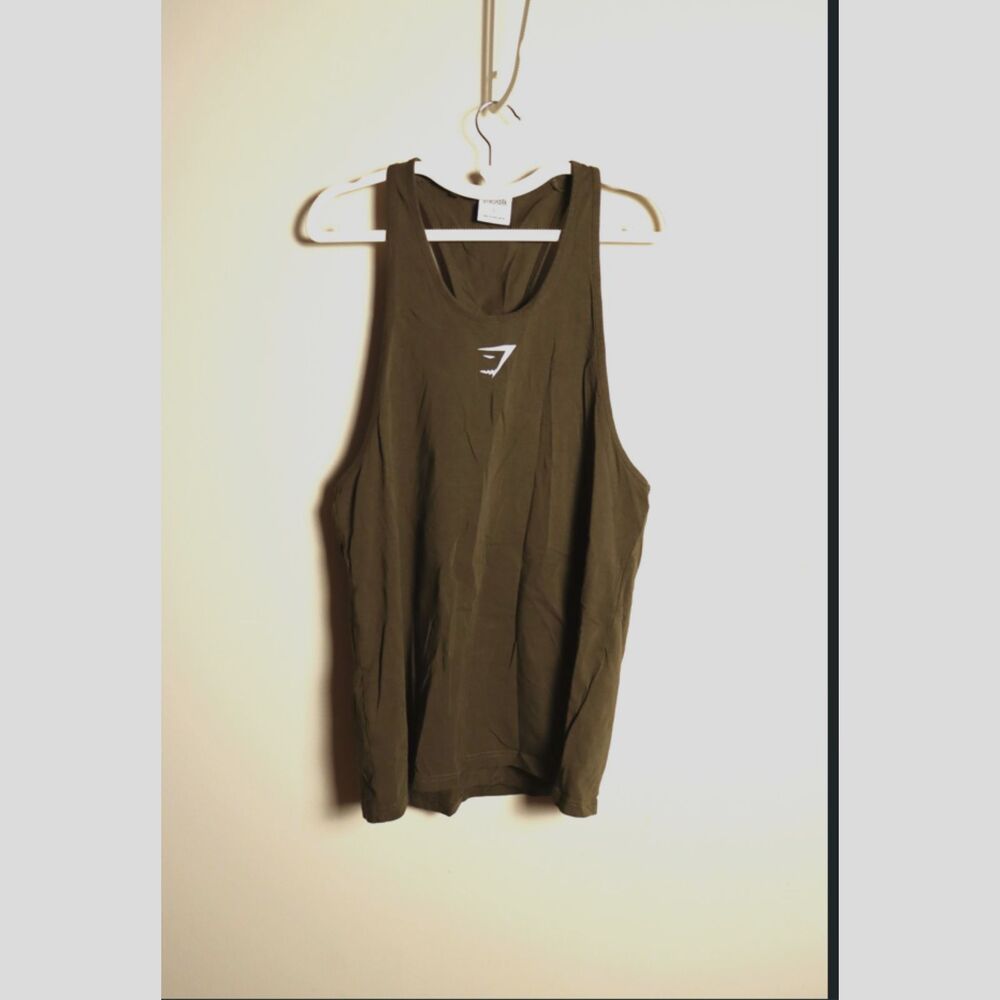 Gymshark Olive Green Arrival Racerback Tank Top L Stretch Cotton Blend